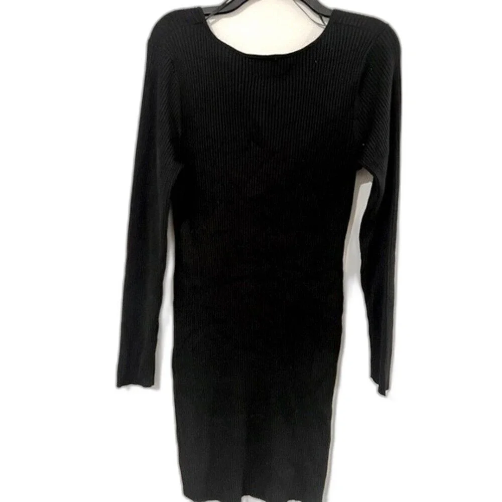 HIPPIE ROSE Juniors' Lace Up Sweater Dress black dress XL
